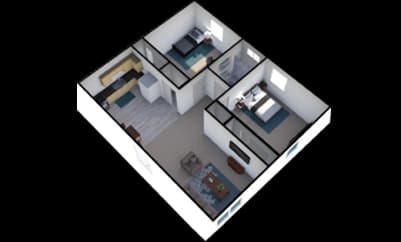 Long View Apartments. 2BR/1BA 3d view